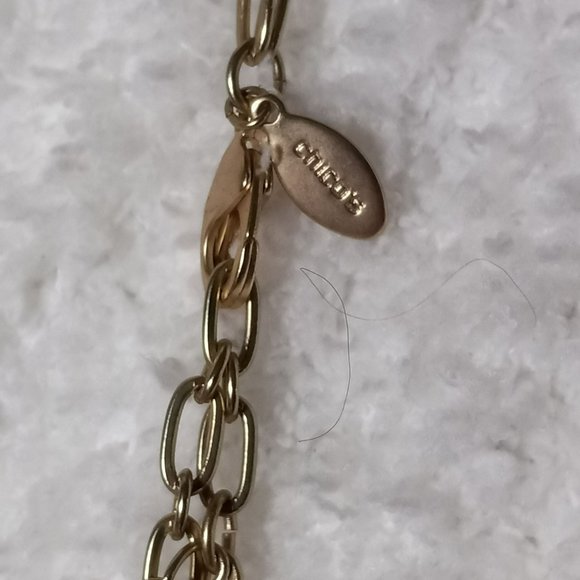 Chico's Two Strand Long Layered Gold Tone Brushed Silver Tone Inset Beads 35" - Picture 3 of 7